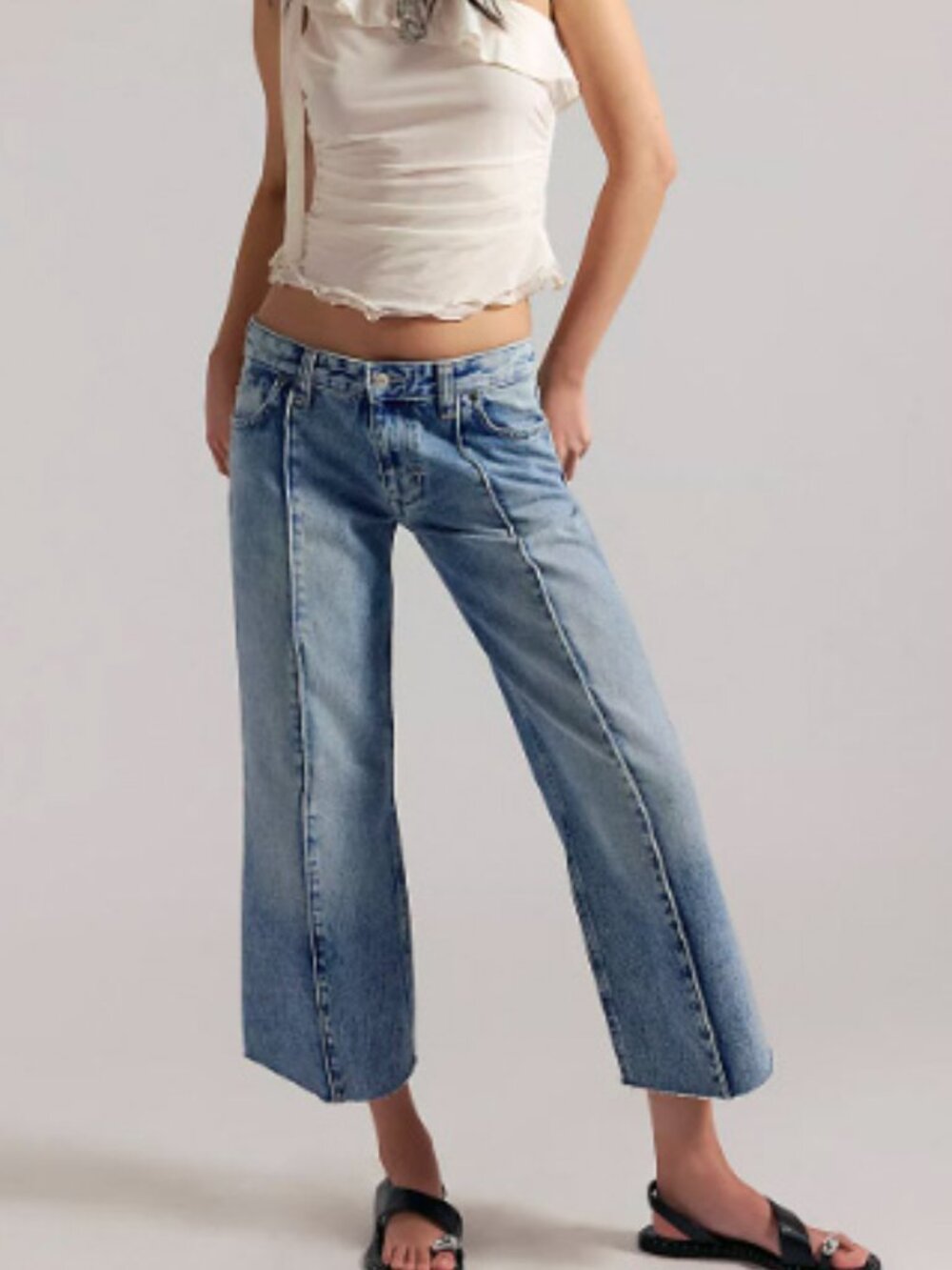 We The Free Jinx Low Rise Crop Jeans in Babylon Blue size 25 Free People